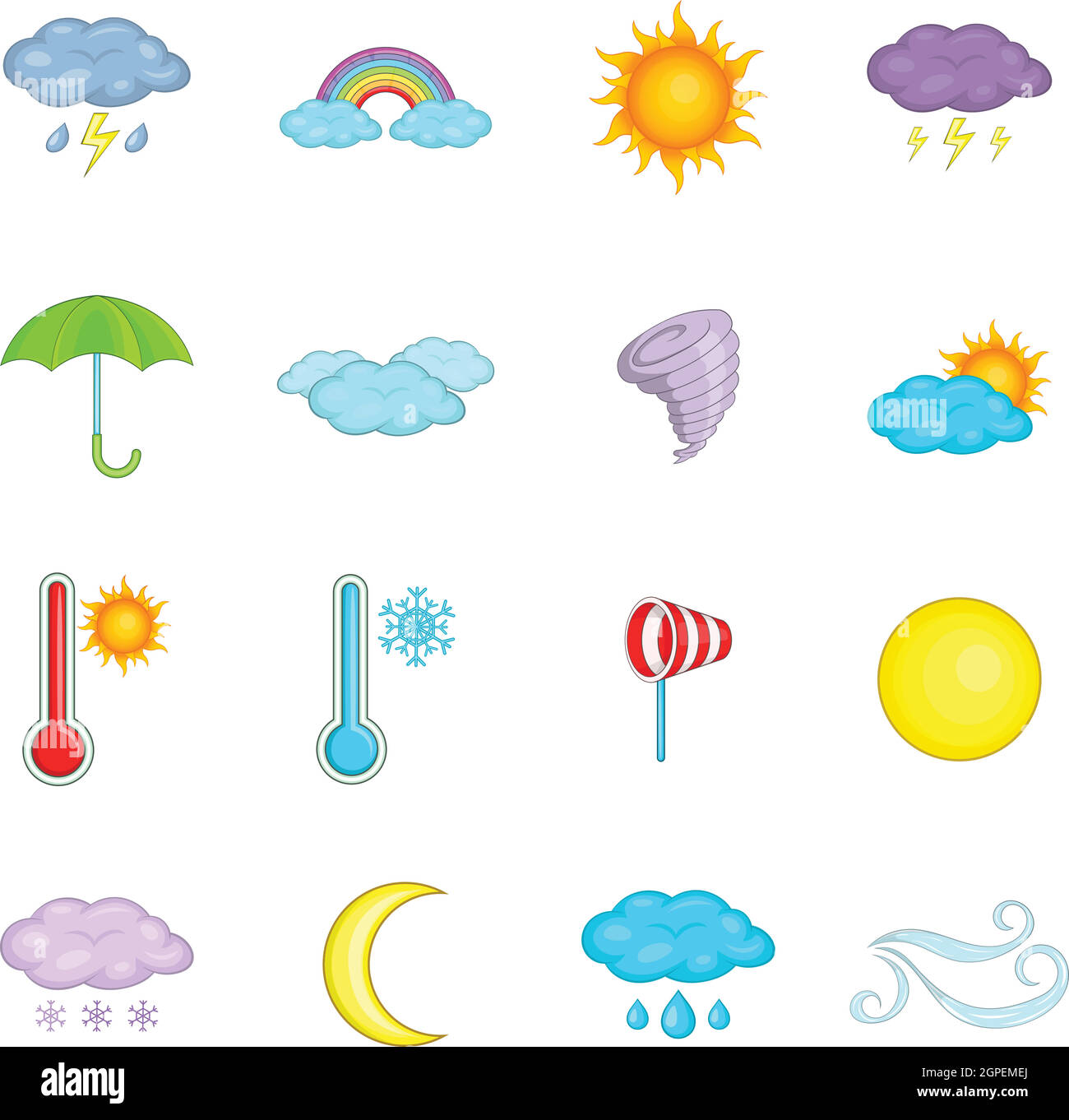 Weather Icons Set, Cartoon Style Stock Vector Image & Art - Alamy