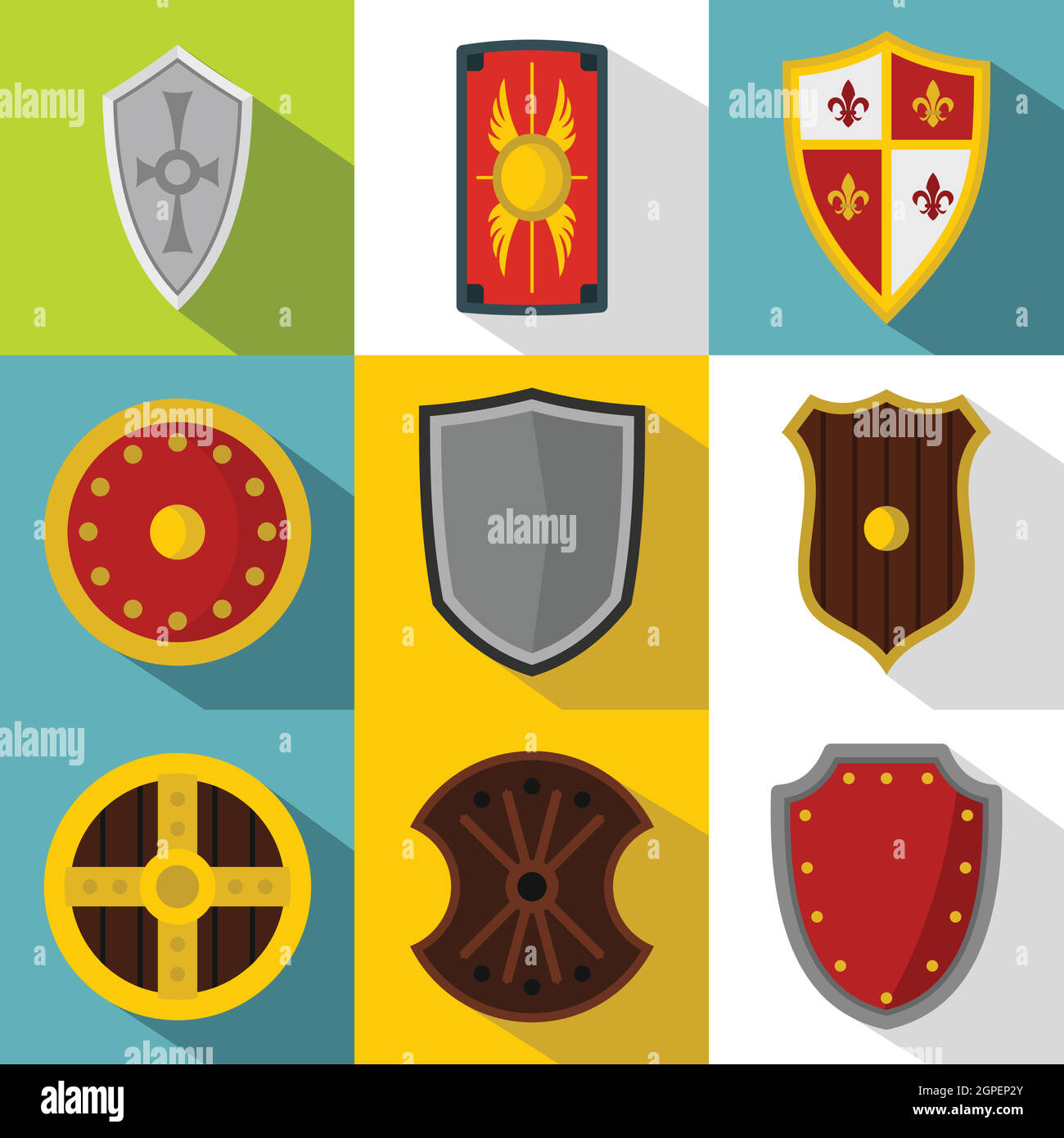 Shield icons set, flat style Stock Vector Image & Art Alamy