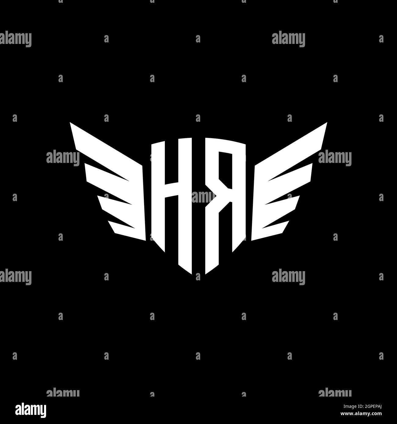 HR Monogram Logo geometric initial with wing shape style design ...