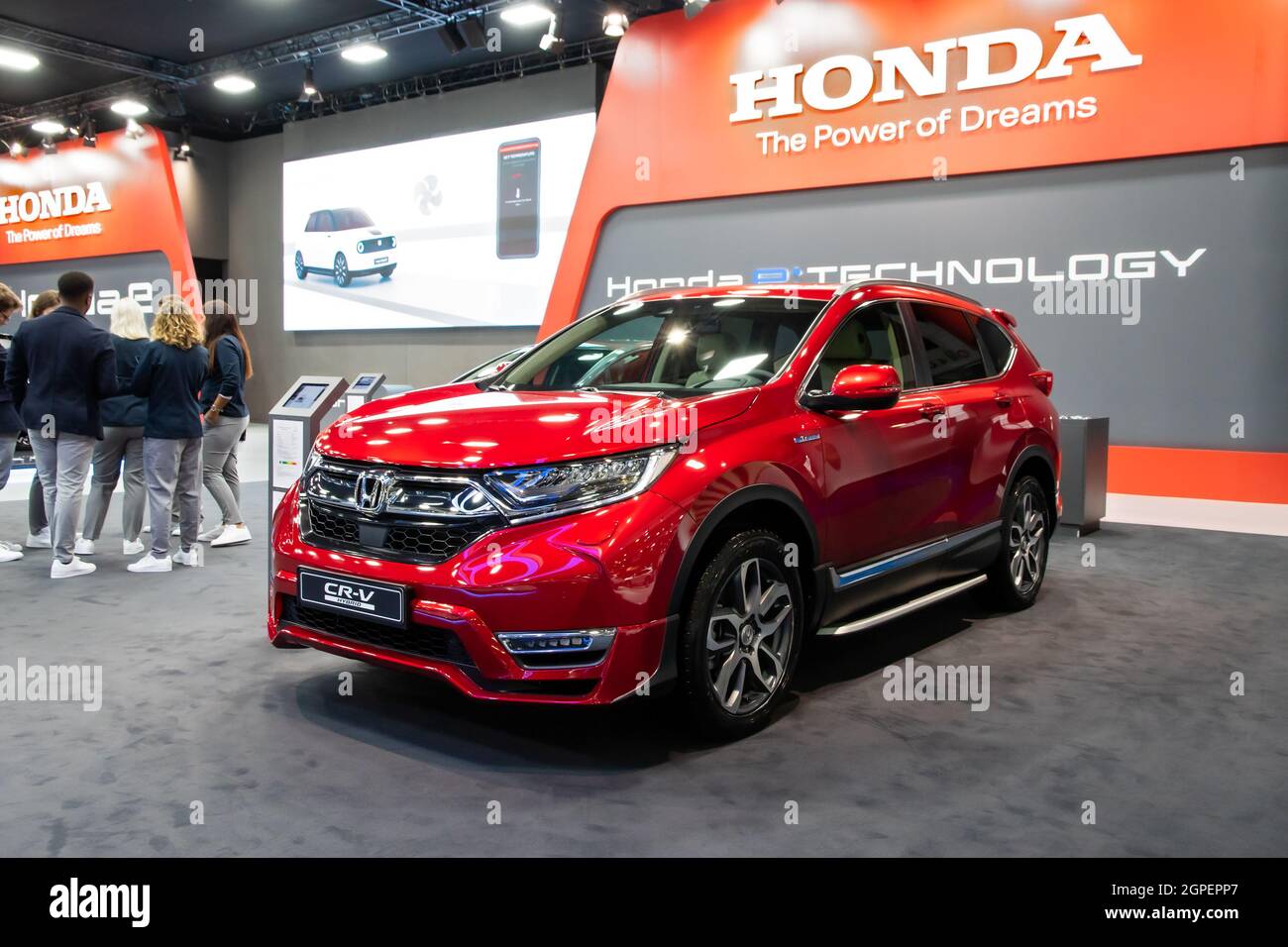 Honda CR-V hybrid SUV new car model shown at the Autosalon 2020 Motor Show.  Brussels, Belgium - January 9, 2020 Stock Photo - Alamy