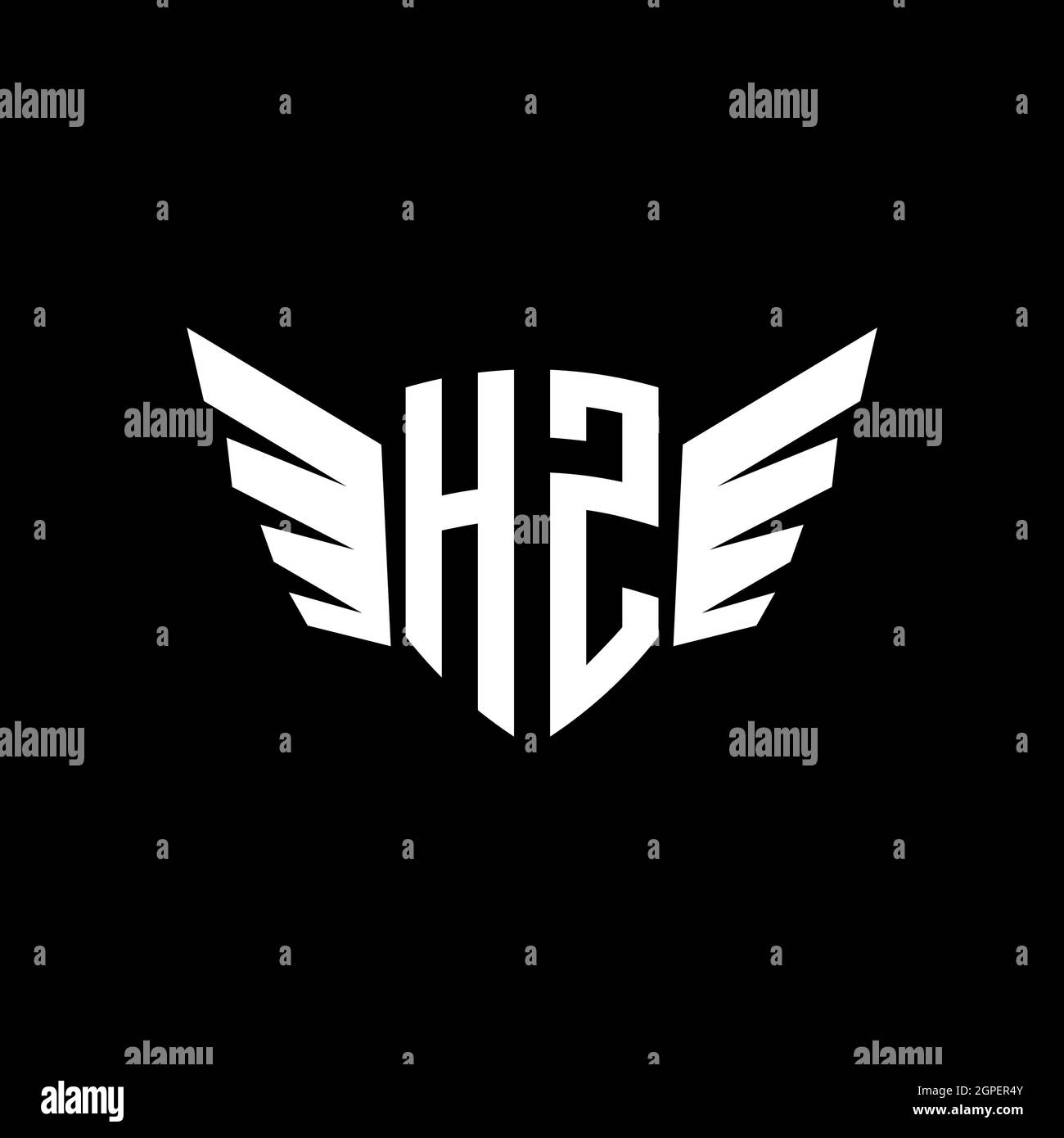 HZ Monogram Logo geometric initial with wing shape style design ...