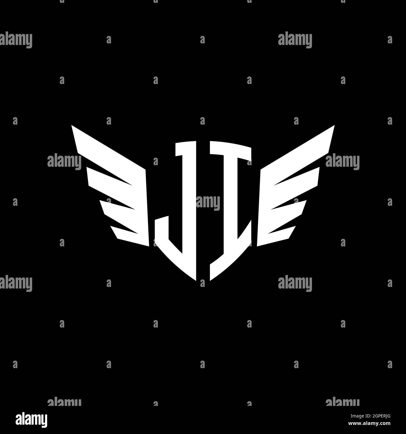 JI Monogram Logo geometric initial with wing shape style design ...