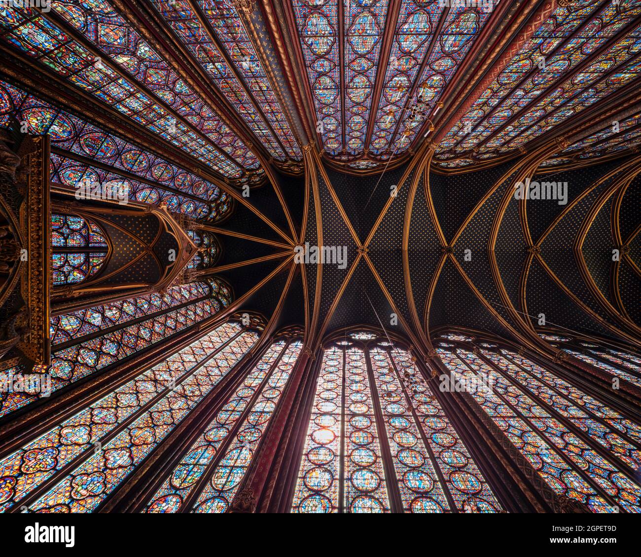 Interior of Sainte-Chapelle, Palais de la Cité, Paris, Île-de-France, France, Europe Stock Photo