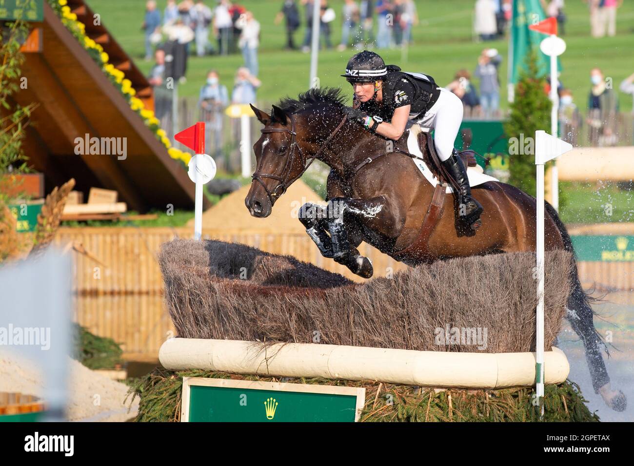 Madison CROWE (NZL) on Waitangi Pinterest, action in the water, in the Rolex Complex, eventing, cross-country C1C: SAP Cup, on September 18, 2021, World Equestrian Festival, CHIO Aachen 2021 from September 10 - 19, 2021 in Aachen / Germany; Â Stock Photo