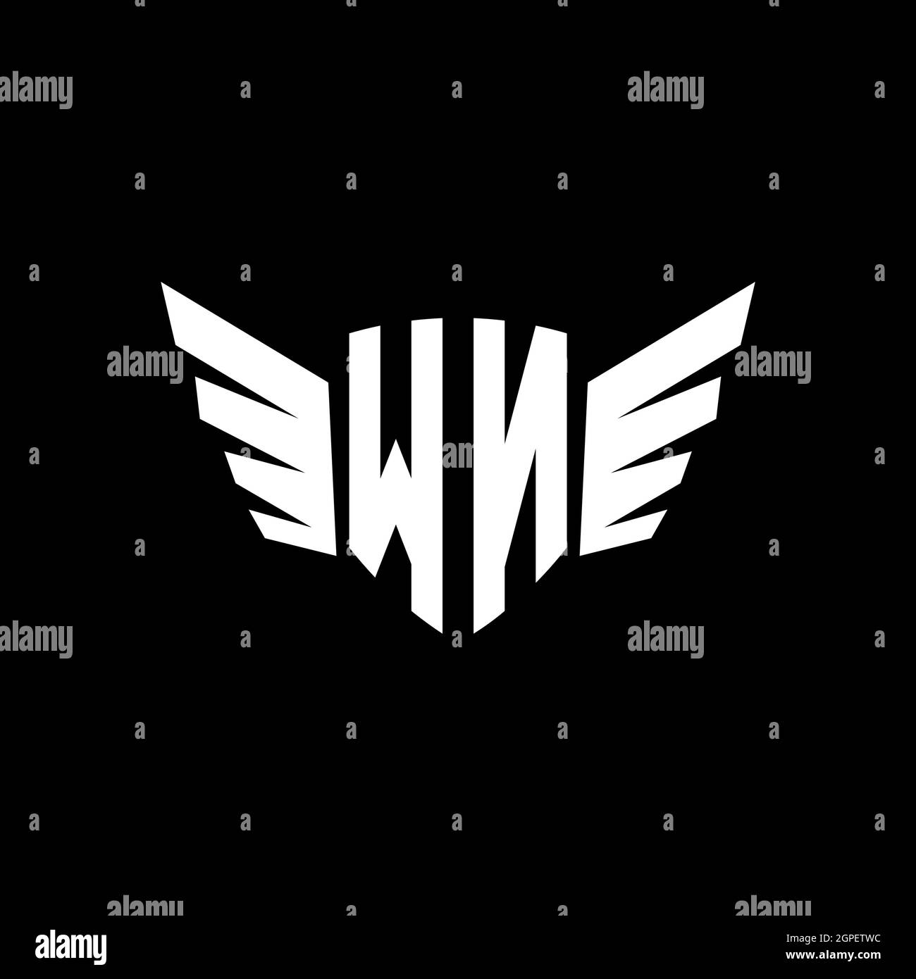 WN Monogram Logo geometric initial with wing shape style design ...