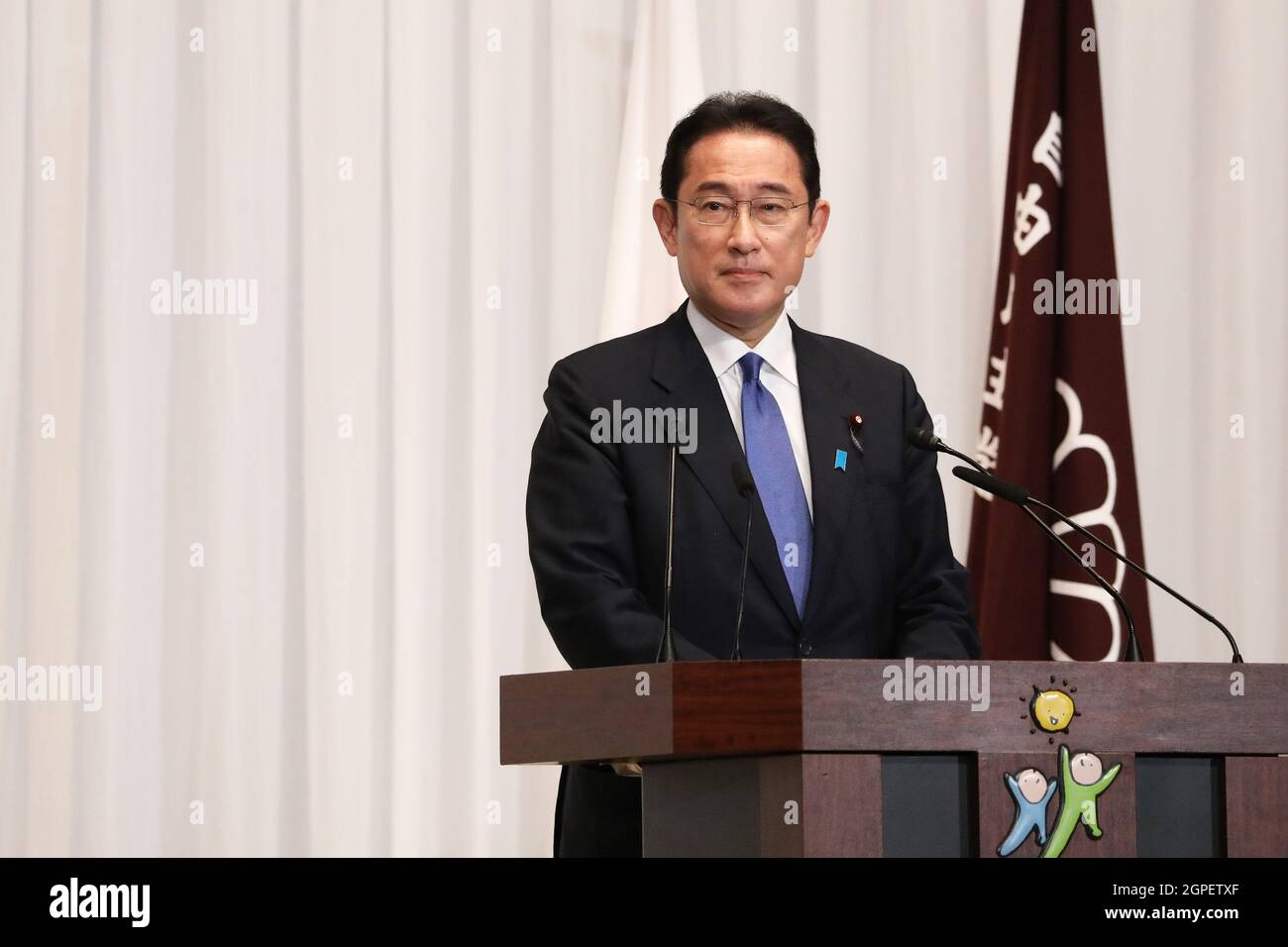 Tokyo, Japan. 29th Sep, 2021. Former Japanese Foreign Minister Fumio Kishida attends a press conference at LDP (Liberal Democratic Party) Headquarter after he is elected as Party President. Credit: SOPA Images Limited/Alamy Live News Stock Photo