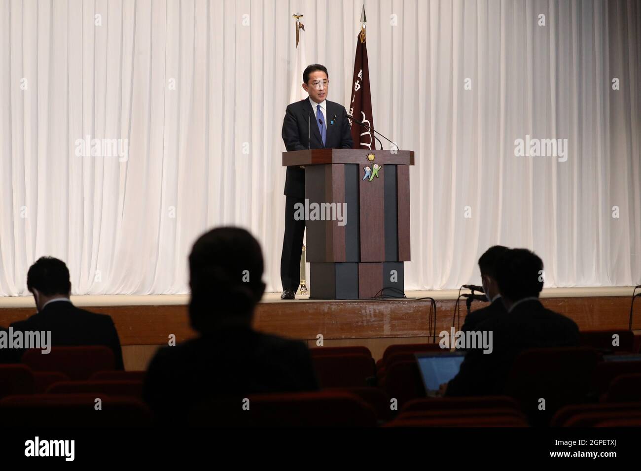 Tokyo, Japan. 29th Sep, 2021. Former Japanese Foreign Minister Fumio Kishida attends a press conference at LDP (Liberal Democratic Party) Headquarter after he is elected as Party President. Credit: SOPA Images Limited/Alamy Live News Stock Photo