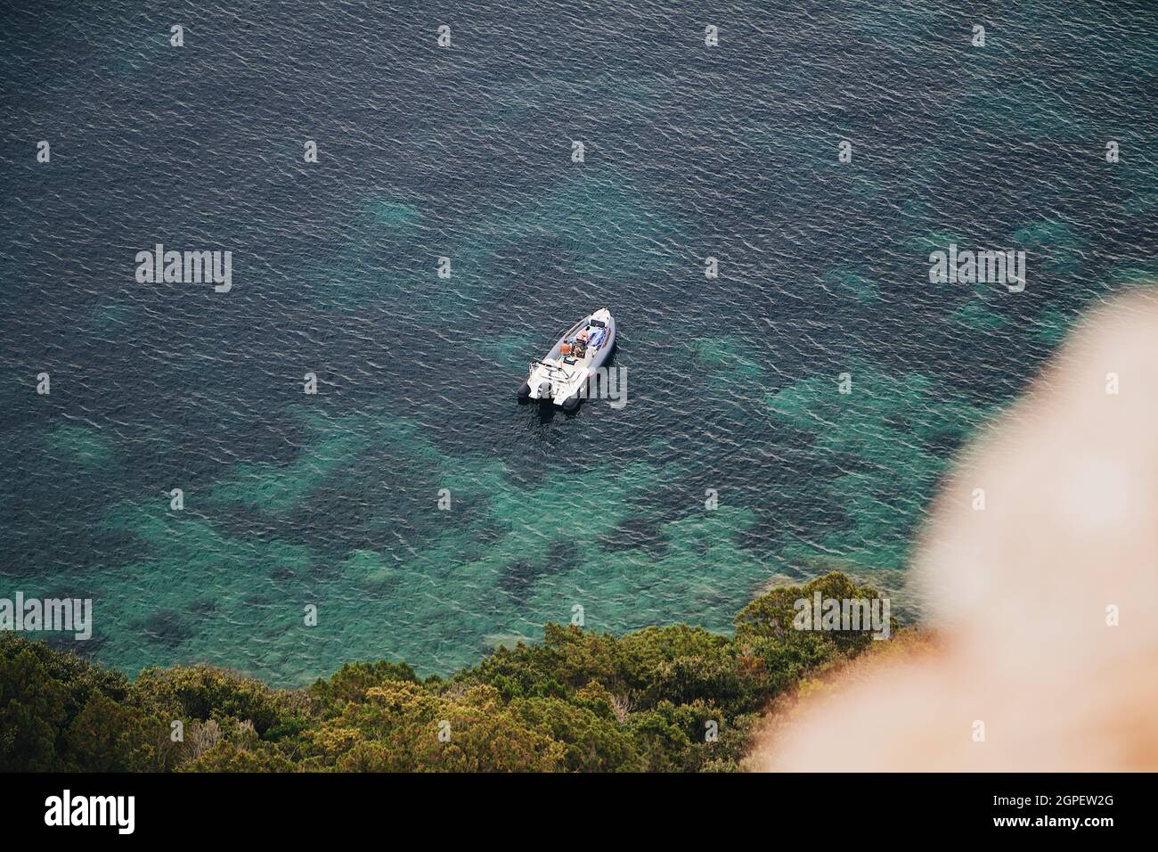 Aerial view of a boat sailing on the sea Stock Photo - Alamy