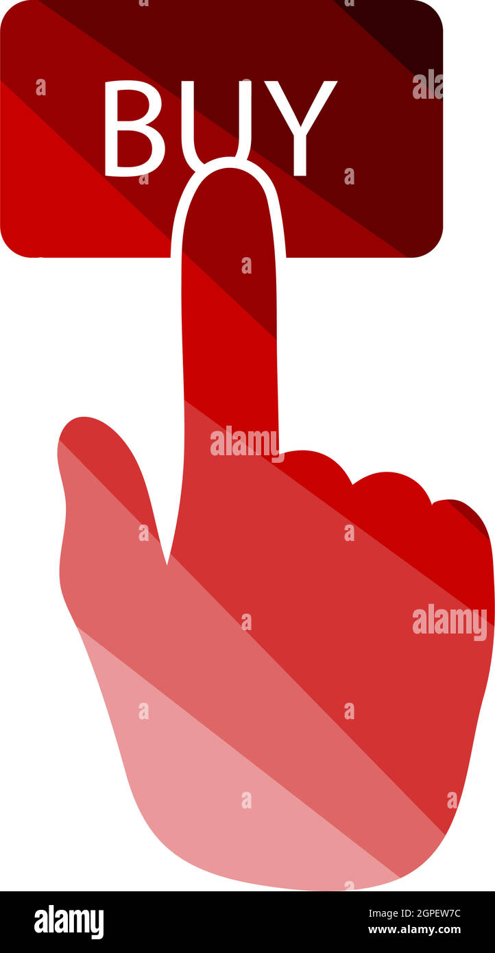 Finger Push The Buy Button Icon Stock Vector