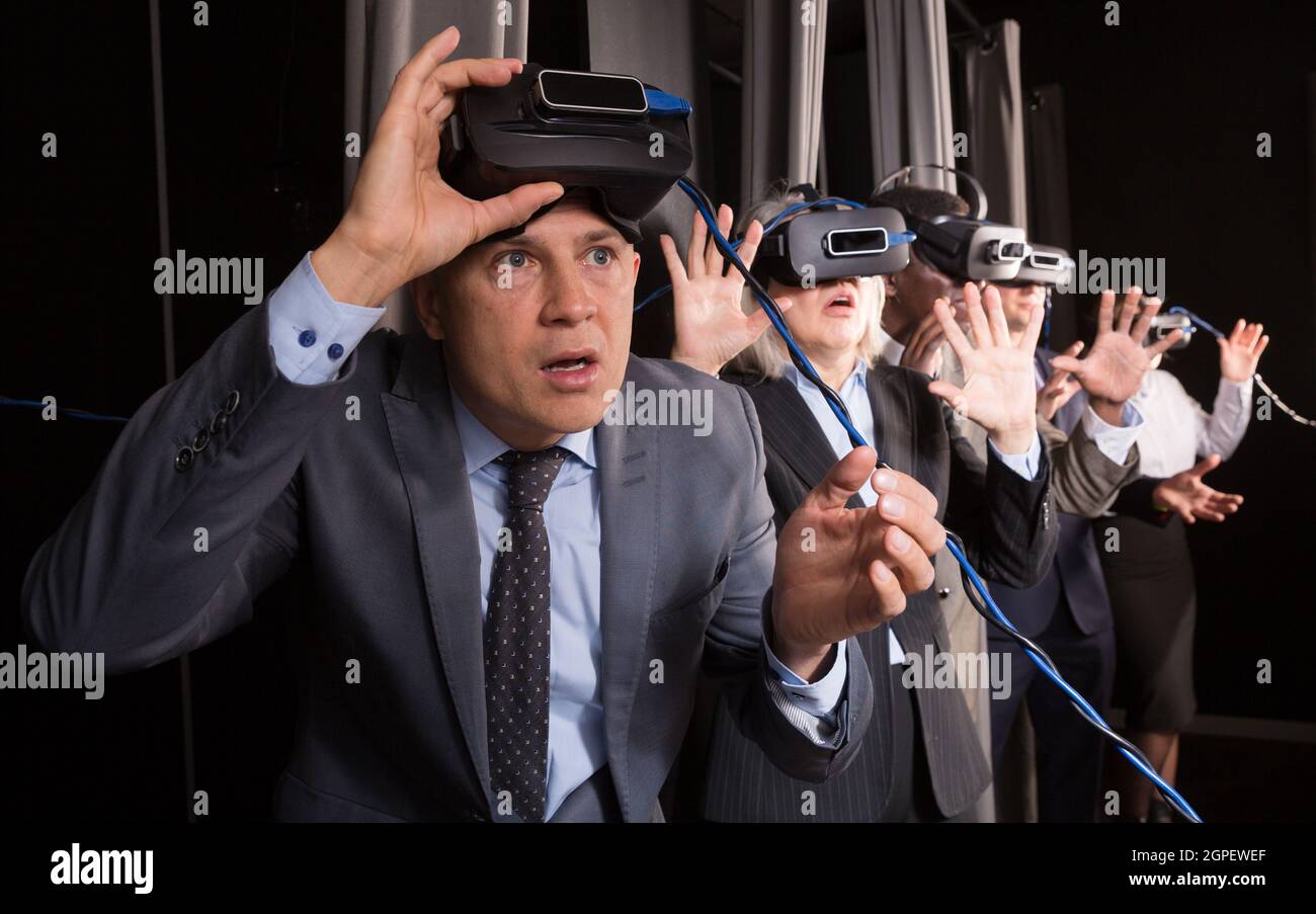 Man wearing virtual reality glasses Stock Photo
