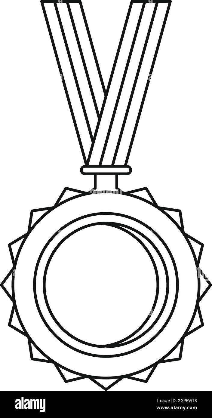 Medal icon, outline style Stock Vector