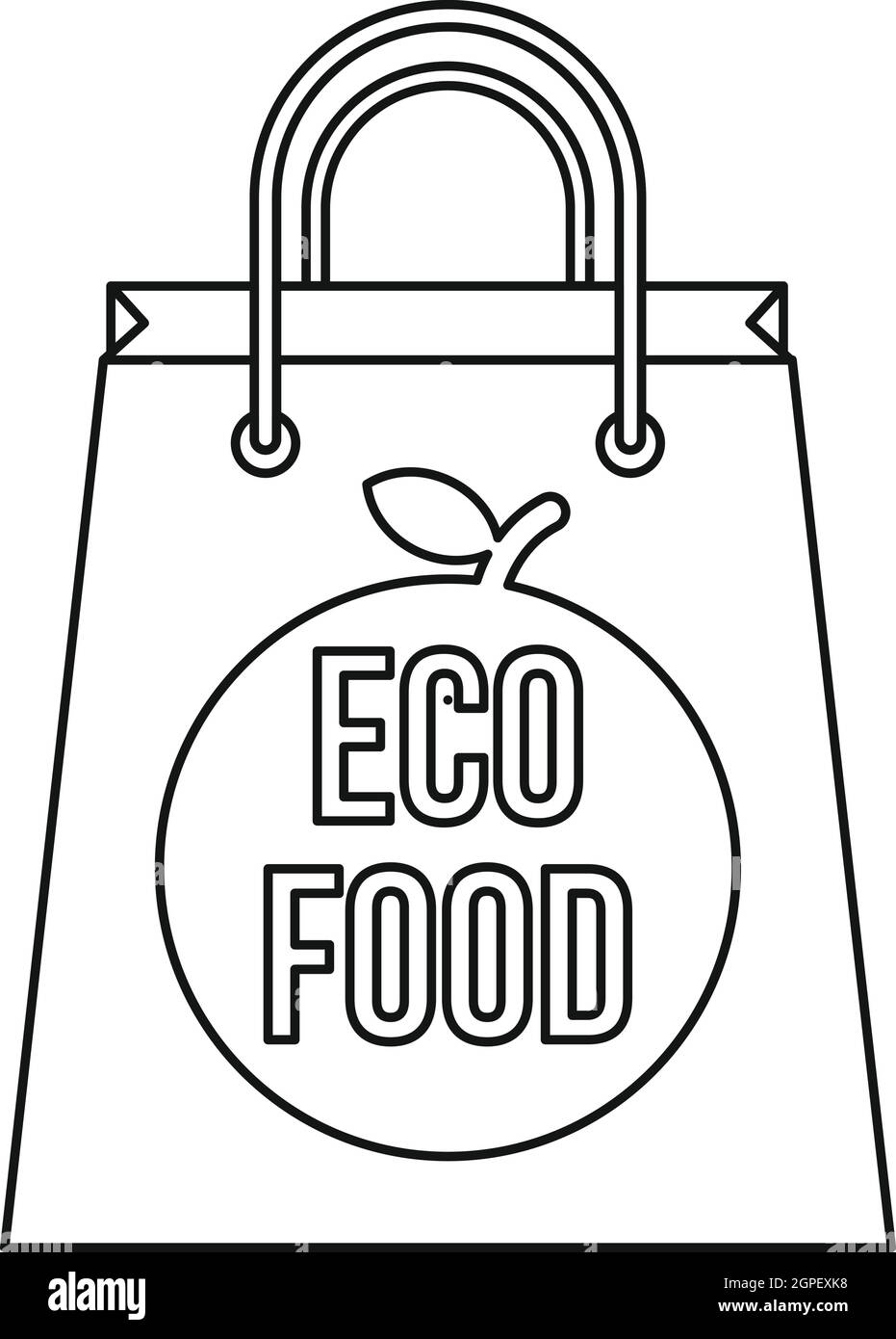 Paper bag with the inscription Eco food icon Stock Vector