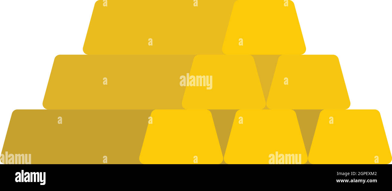 Gold bar icon, flat style Stock Vector