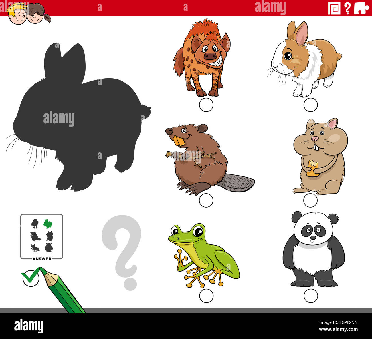 shadows game with cartoon animal characters Stock Vector Image & Art ...