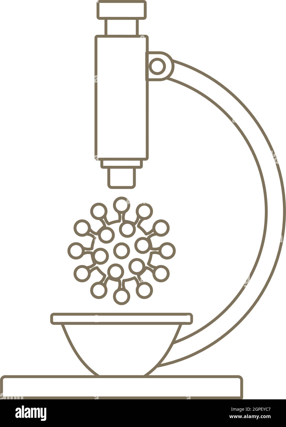 Research Coronavirus By Microscope Icon Stock Vector