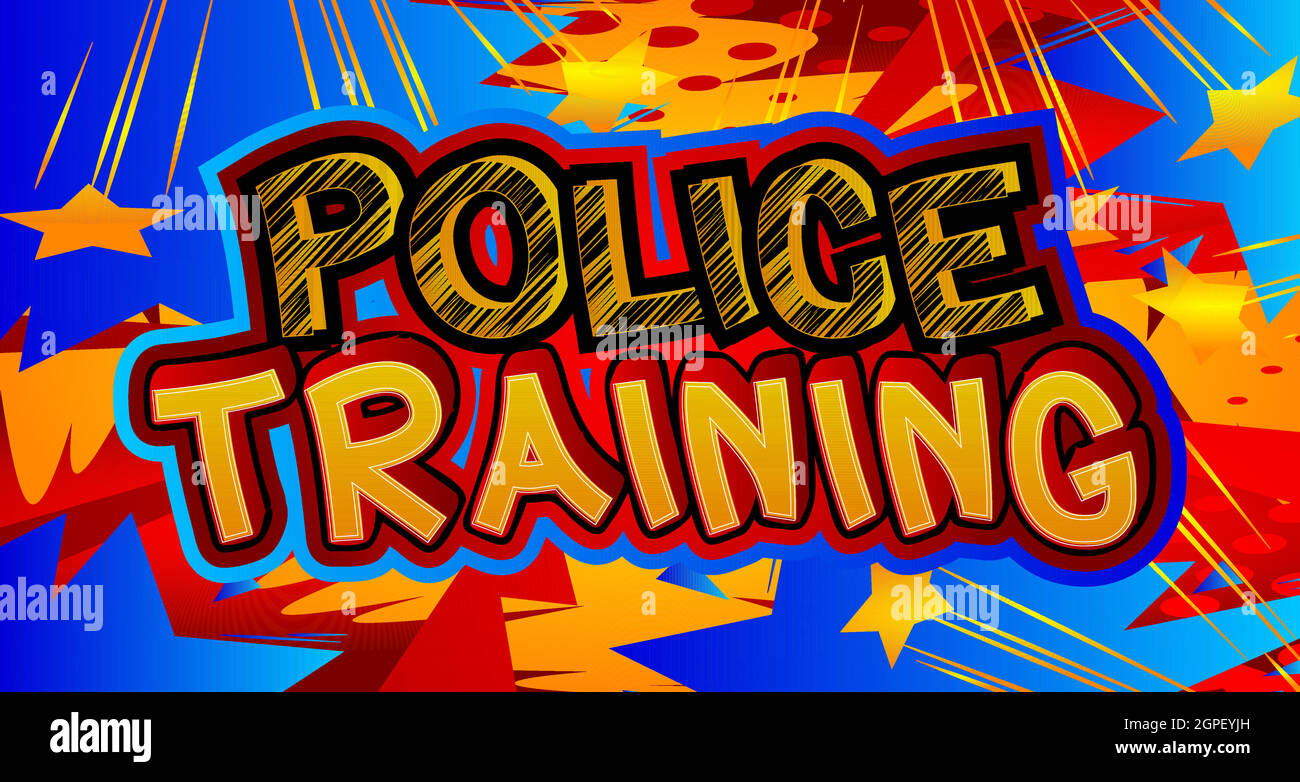 Police Training - comic book word on colorful pop art background. Stock Vector