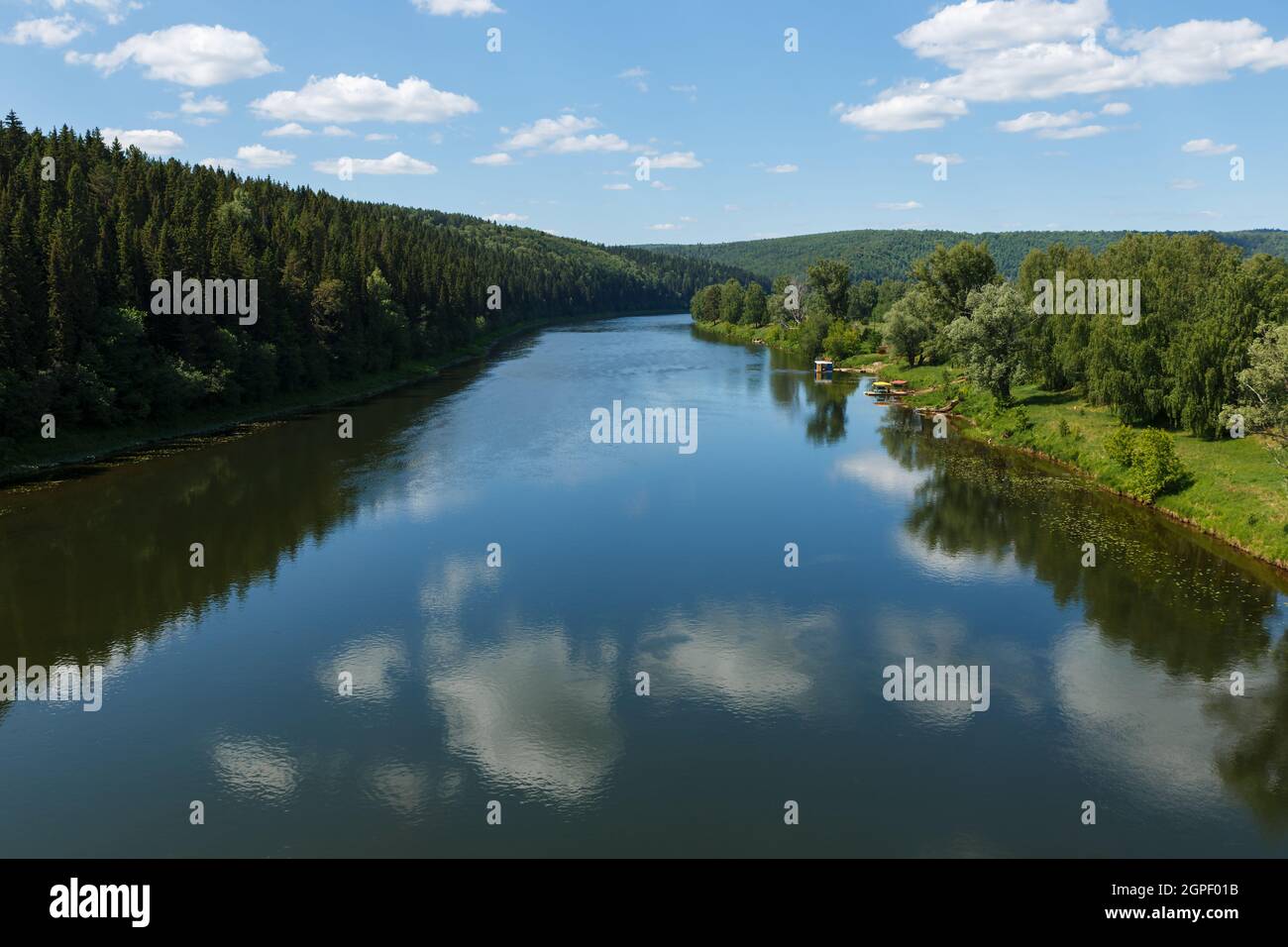 Ufa river near the village of Sarana in the Sverdlovsk Oblast, Russia Stock Photo