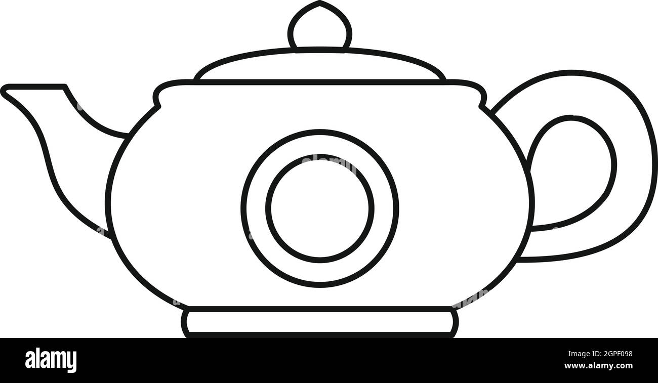 Teapot icon, outline style Stock Vector