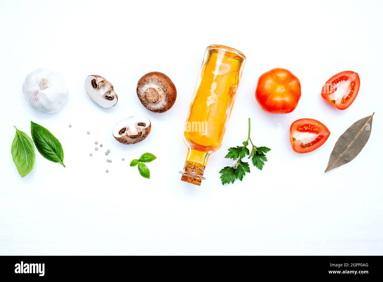 Various vegetable and ingredients for cooking pasta menu sweet basil