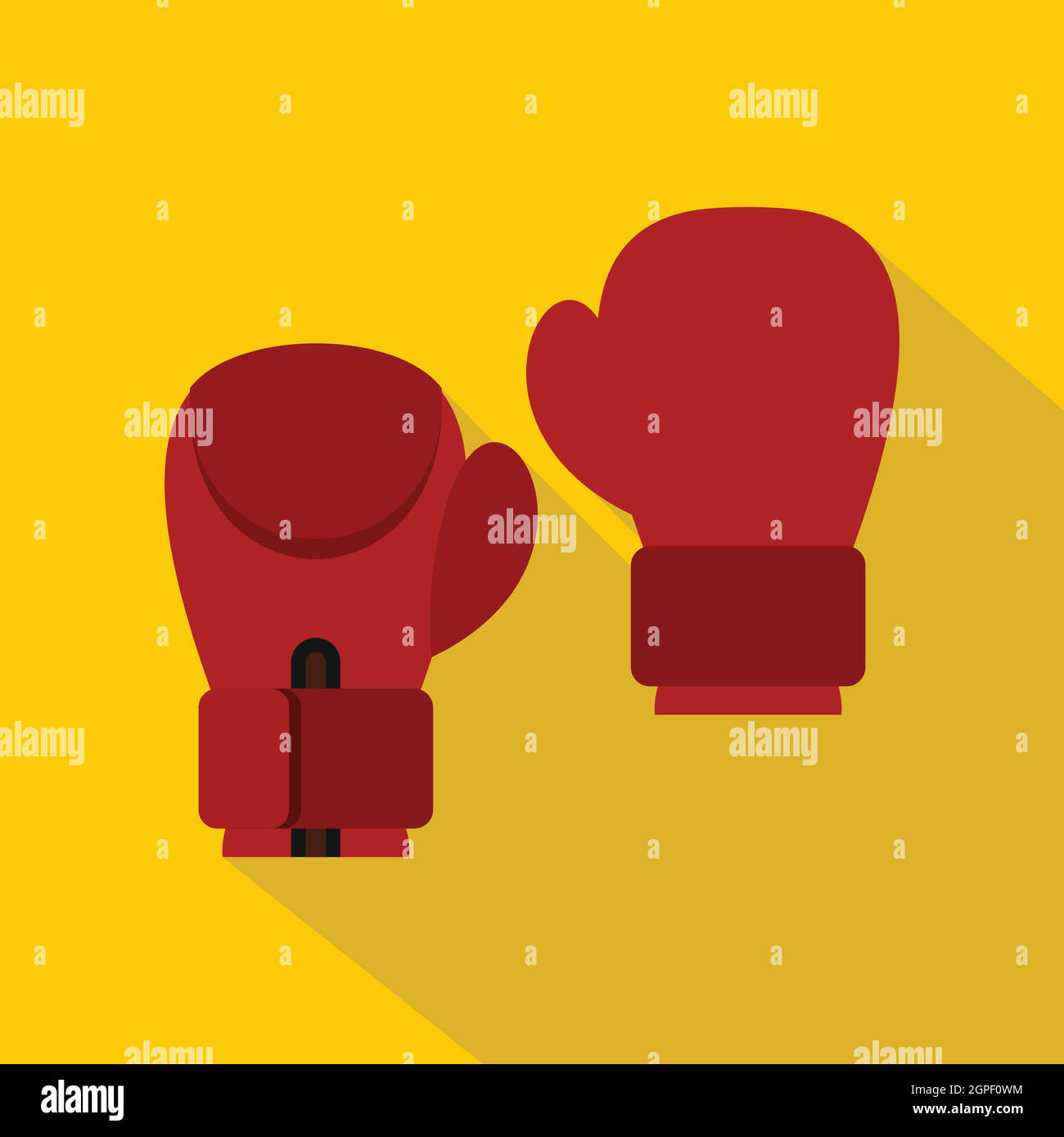 Red boxing gloves icon, flat style Stock Vector