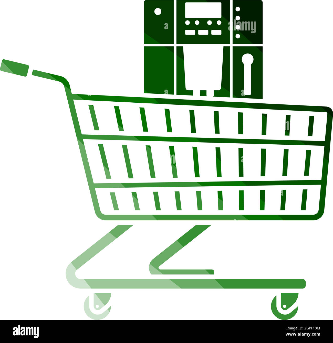 Shopping Cart With Cofee Machine Icon Stock Vector