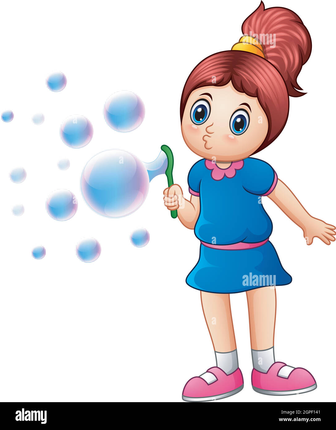 Little girl blowing bubbles Stock Vector Image & Art - Alamy