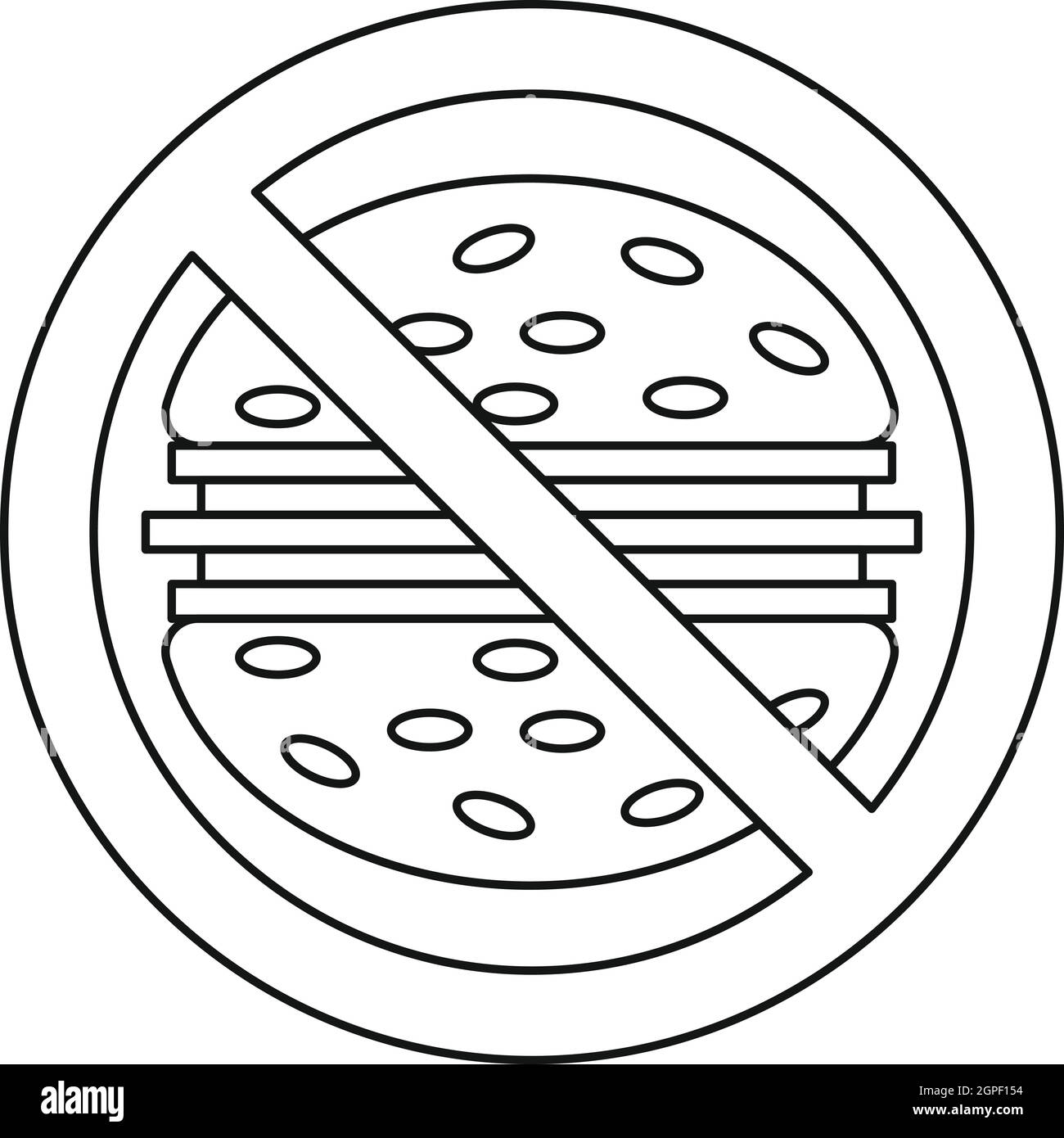 Fast food danger icon, outline style Stock Vector