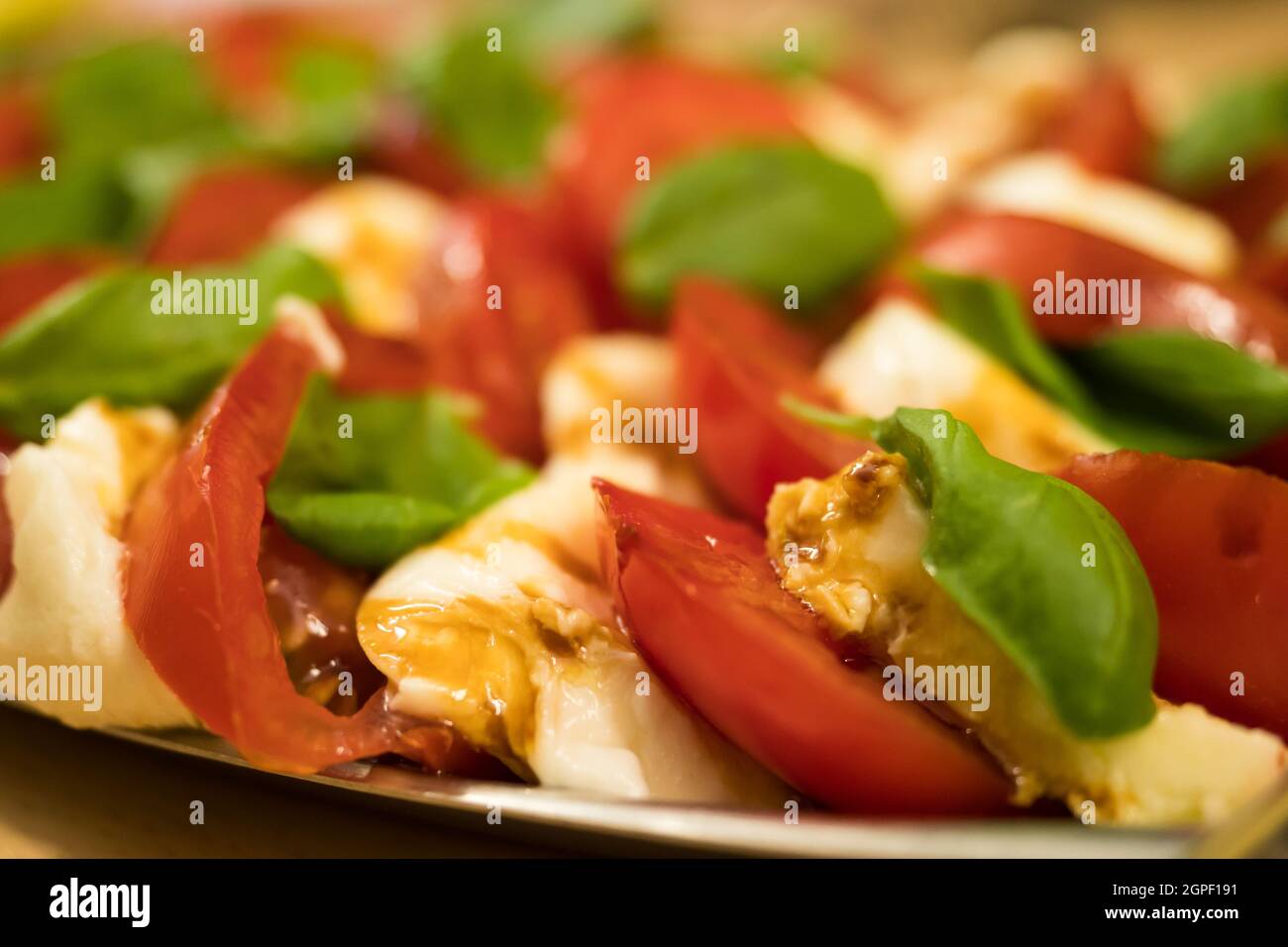 A side closeup of mediterran food on a plate Stock Photo