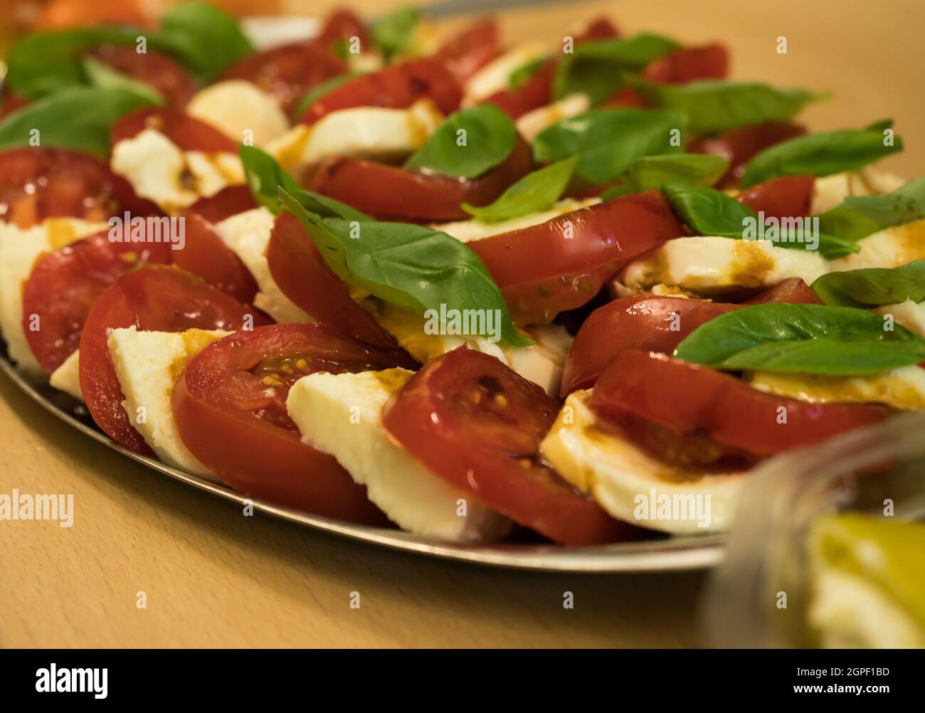 A side closeup of mediterran food on a plate Stock Photo