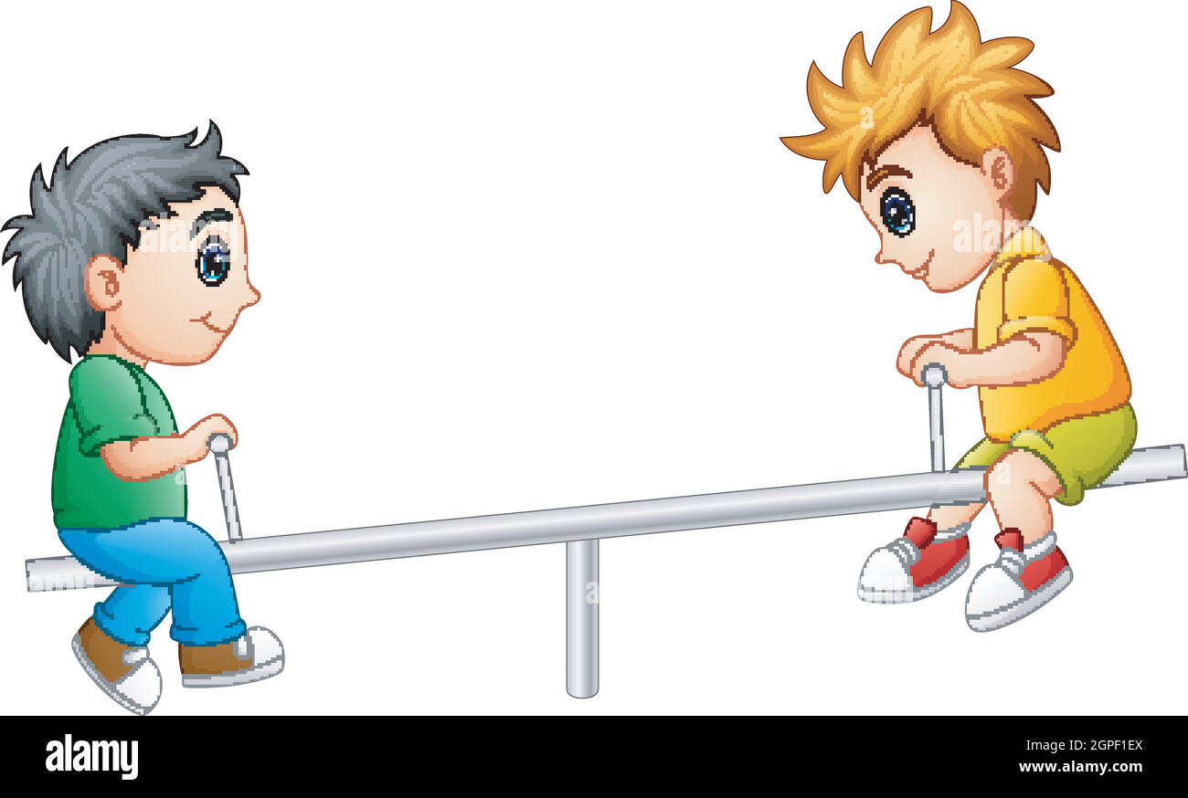 Cartoon illustration two boys playing hi-res stock photography and images -  Alamy