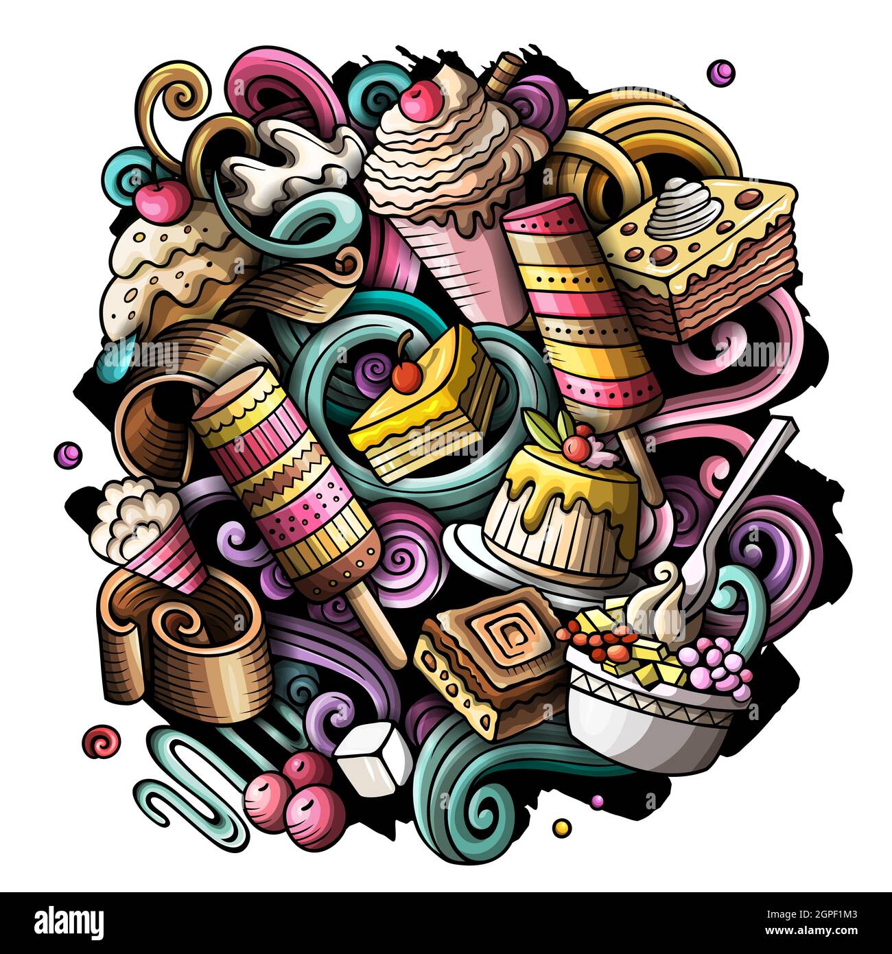 Sweet food vector doodles illustration Stock Vector Image & Art - Alamy