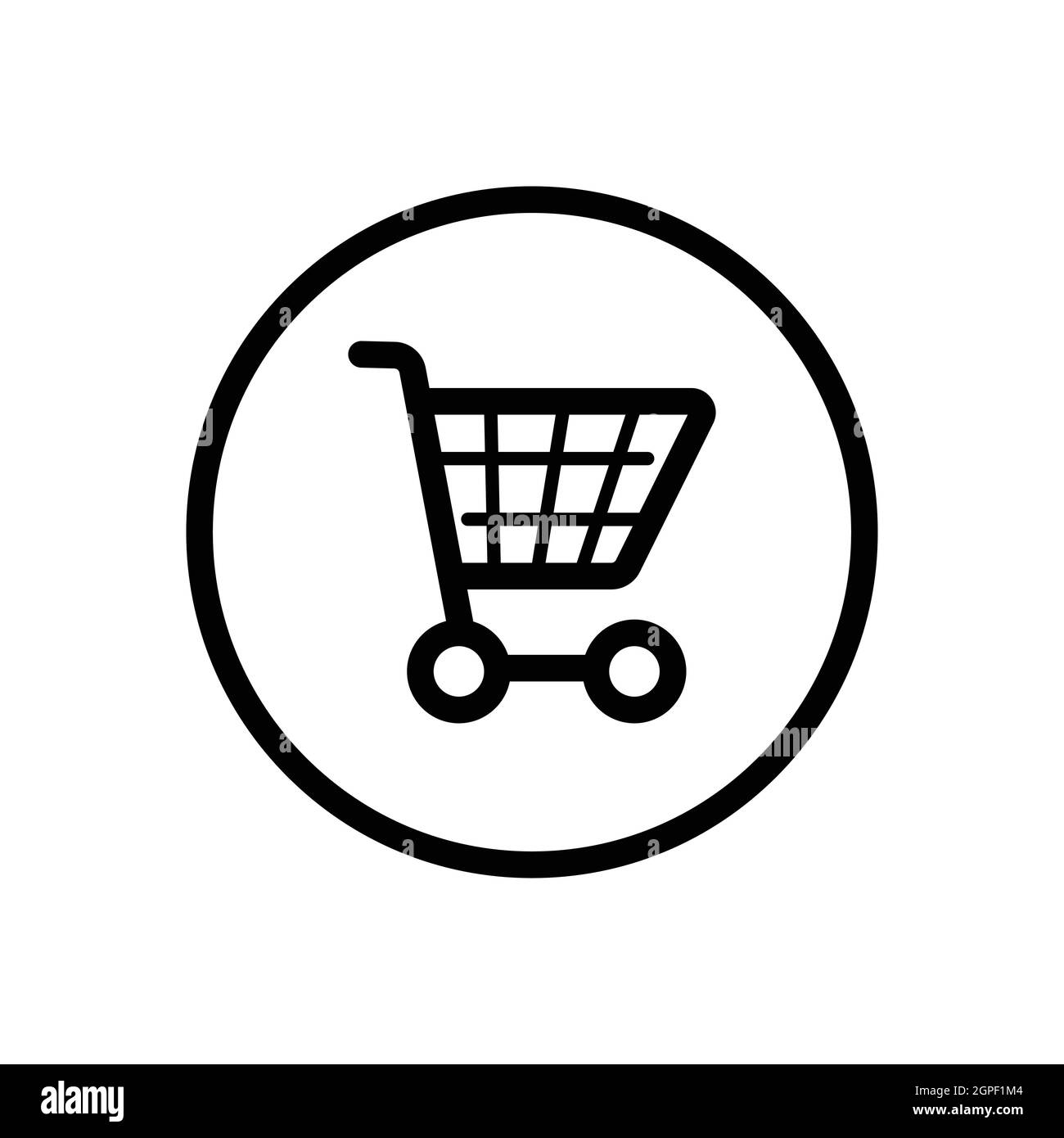Empty shopping cart. Commerce outline icon in a circle. Vector ...