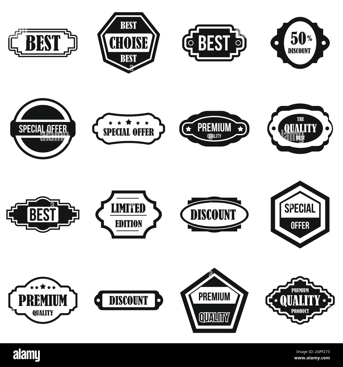 Golden labels icons set, simple style Stock Vector