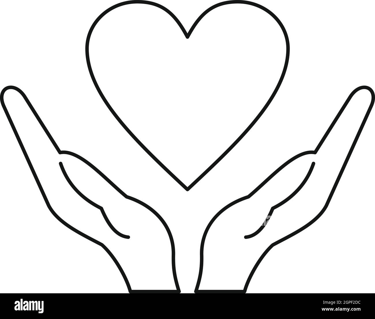 Hands holding heart icon, outline style Stock Vector Image & Art - Alamy