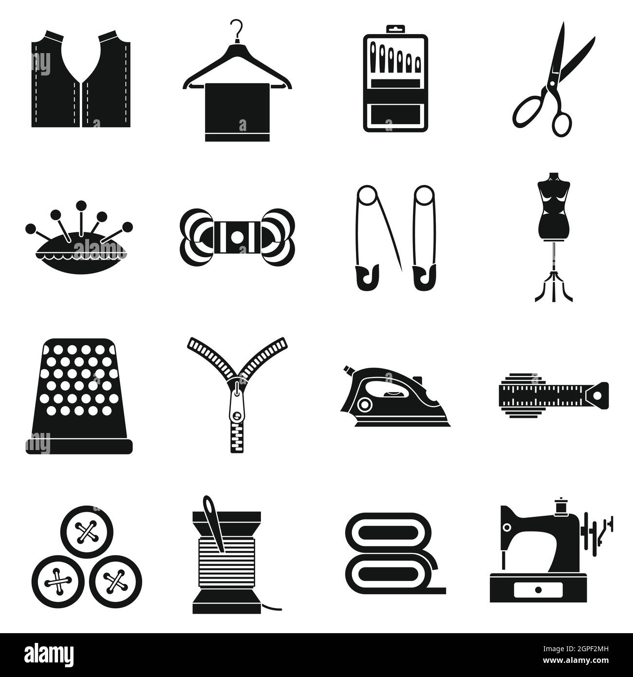 Sewing icons set, simple style Stock Vector