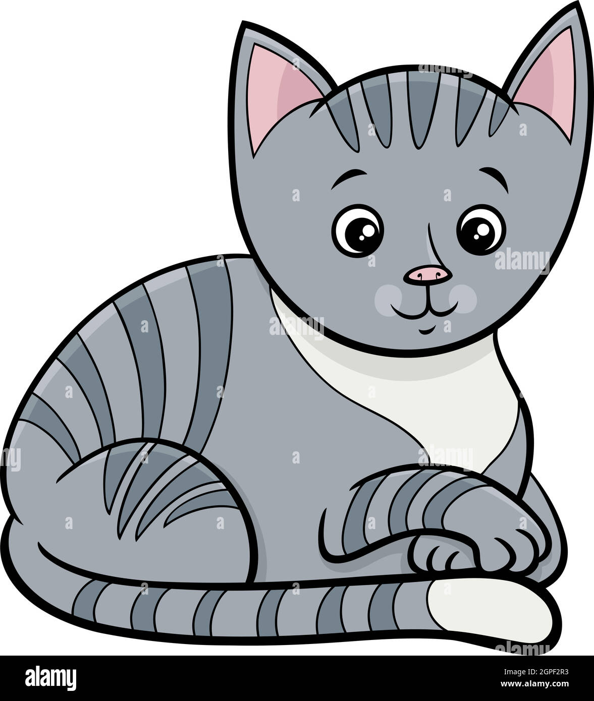 black and white tabby cat clipart