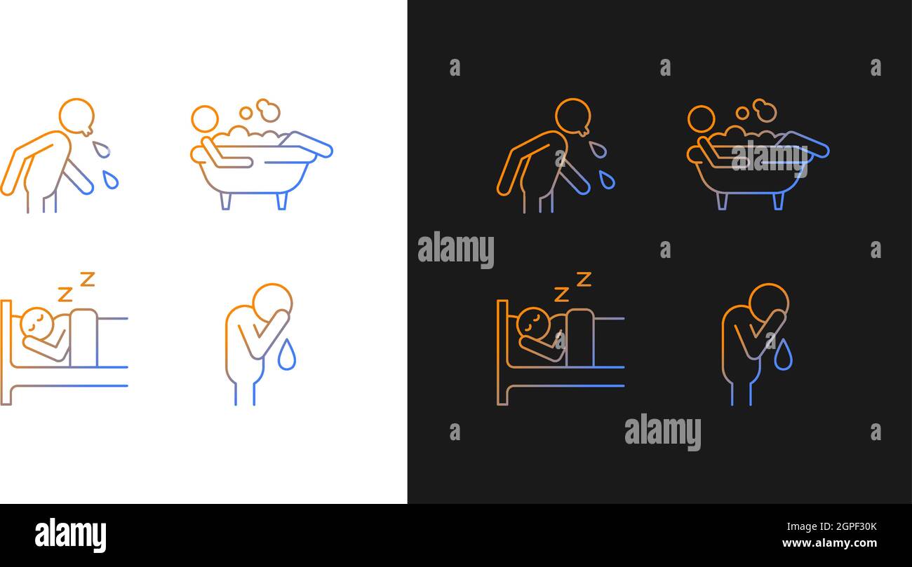 Human actions gradient icons set for dark and light mode Stock Vector