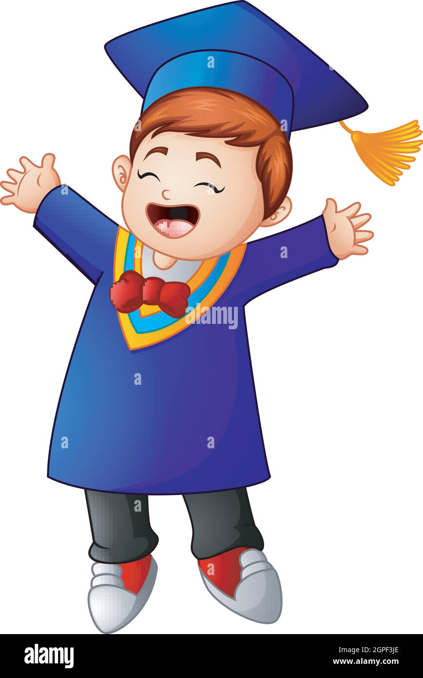 Vector illustration of Happy graduation boy cartoon Stock Vector