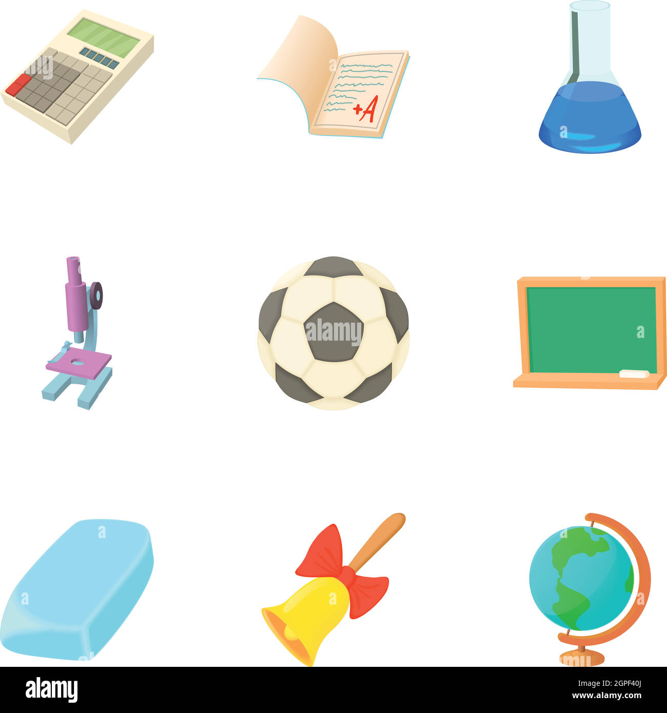 Schooling icons set, cartoon style Stock Vector