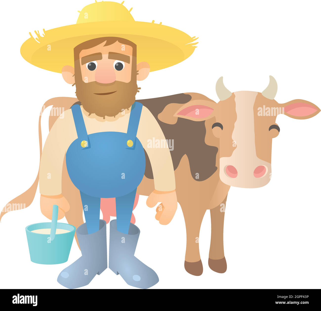 Farmer with cow icon, flat style Stock Vector Image & Art - Alamy