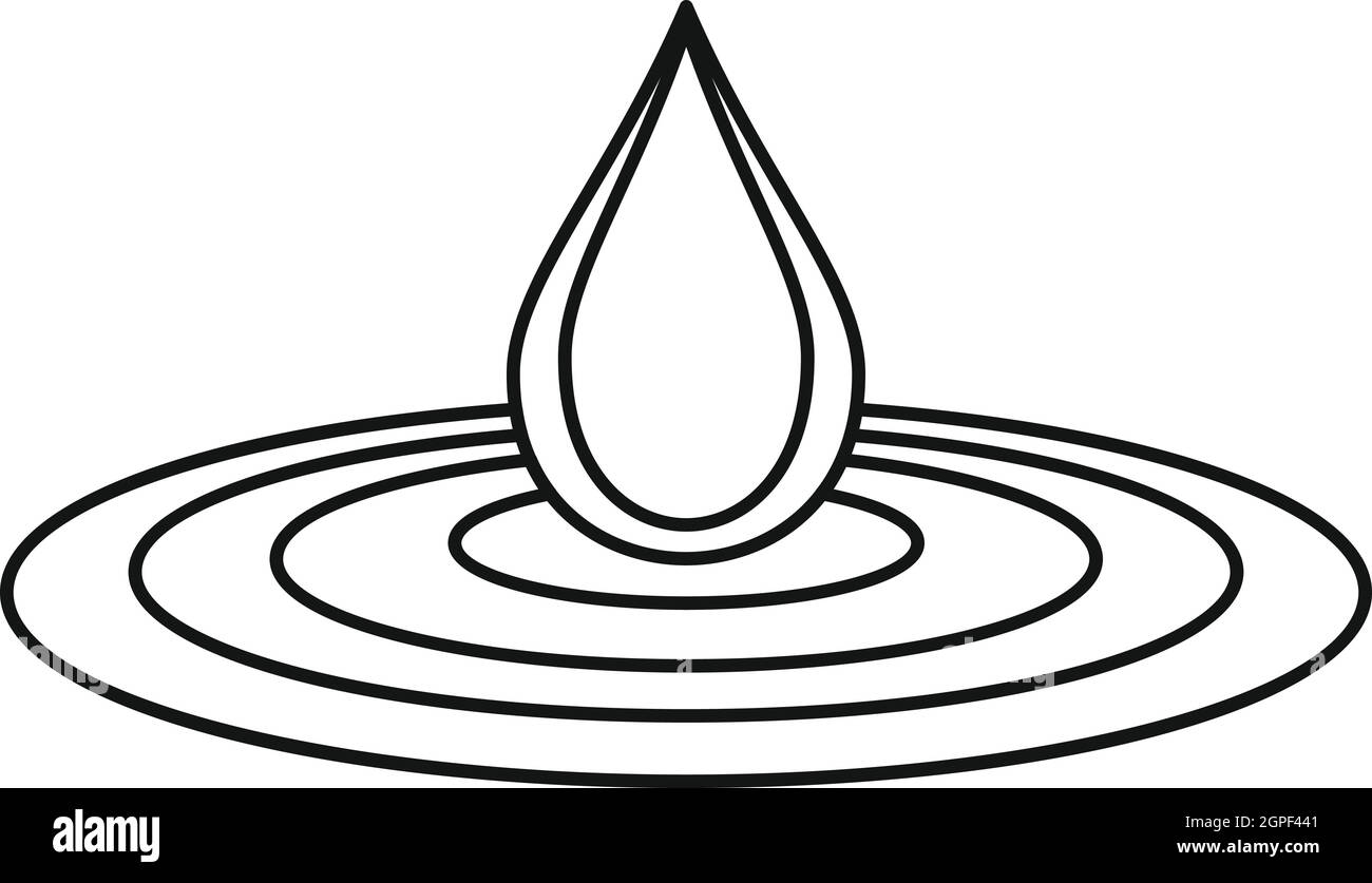 Water drop and spill icon, outline style Stock Vector