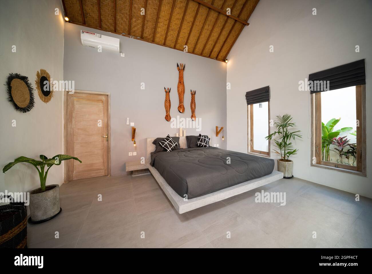 Beautiful Clean and Modern Bedroom with empty wall to add some text, logo,  image, etc Stock Photo - Alamy, image size:1300x957