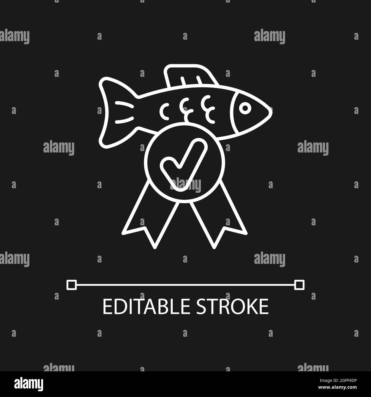 Fish quality control white linear icon for dark theme Stock Vector ...