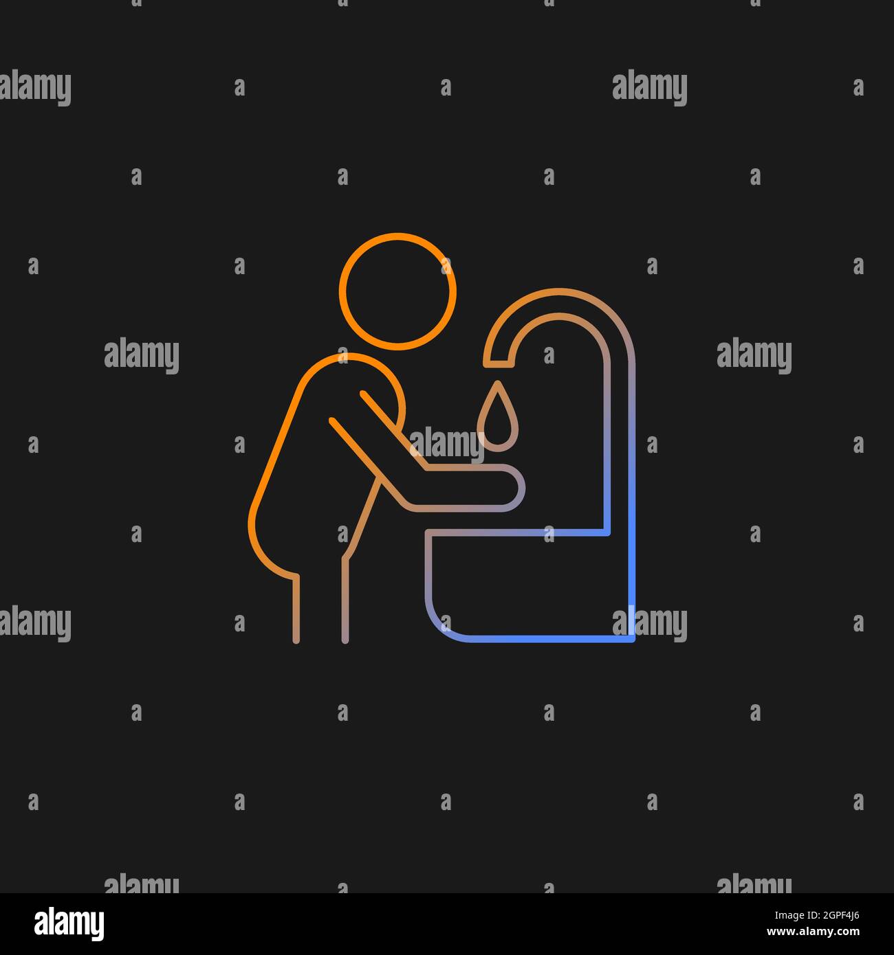 Wash hands gradient vector icon for dark theme Stock Vector