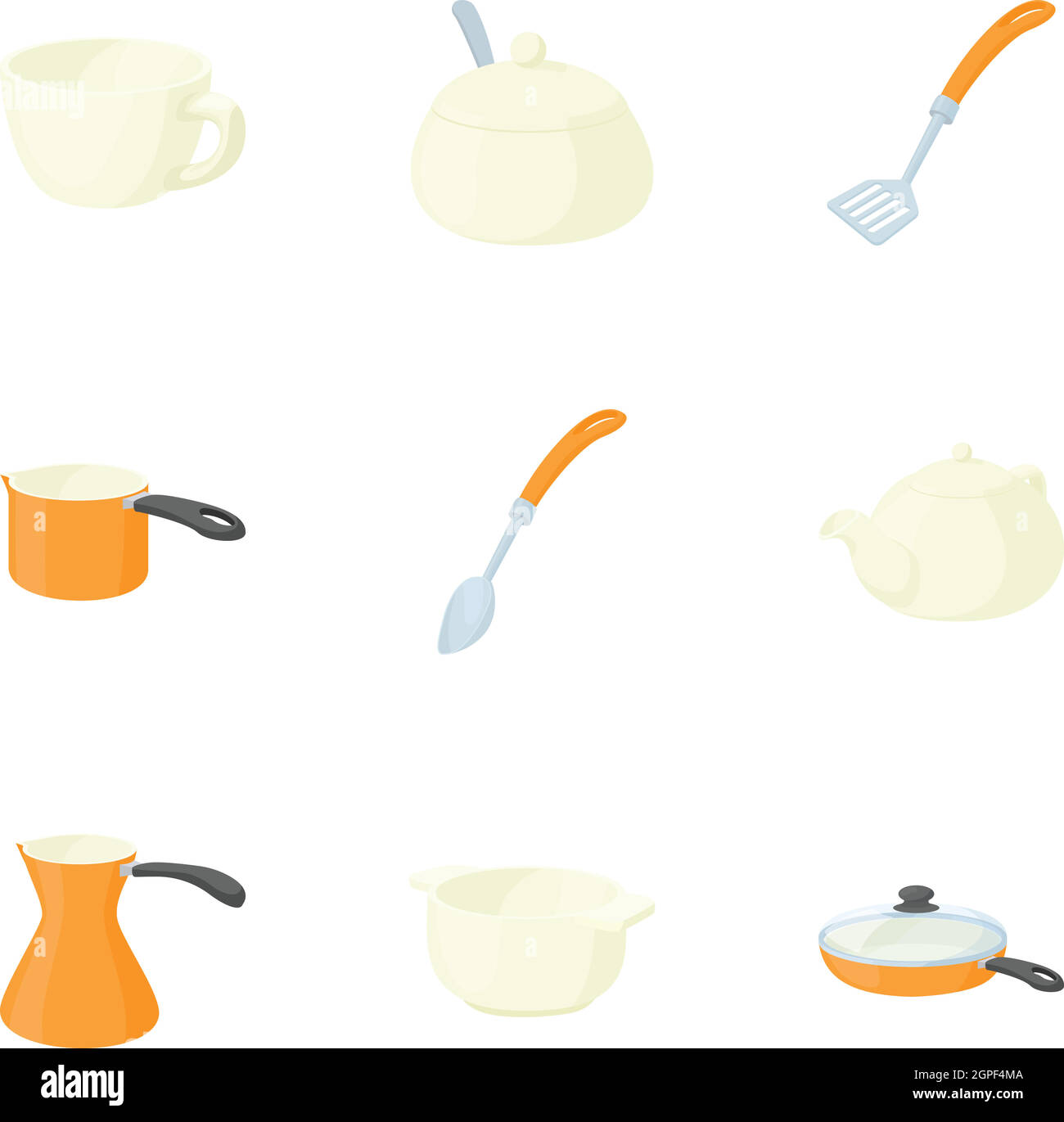 Cooking utensil icons set, cartoon style Stock Vector