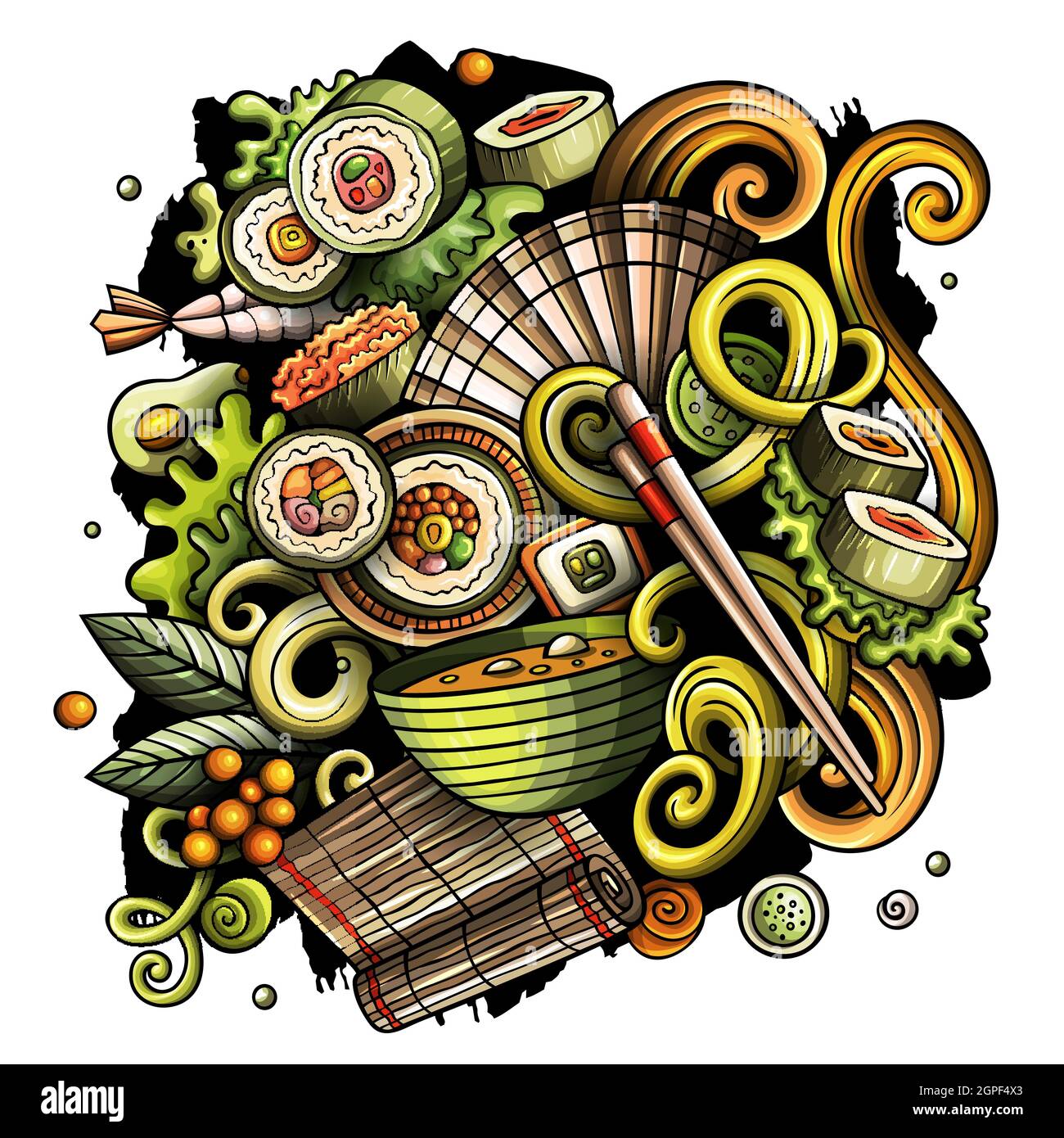 Cartoon vector doodles Japan food illustration Stock Vector Image & Art ...