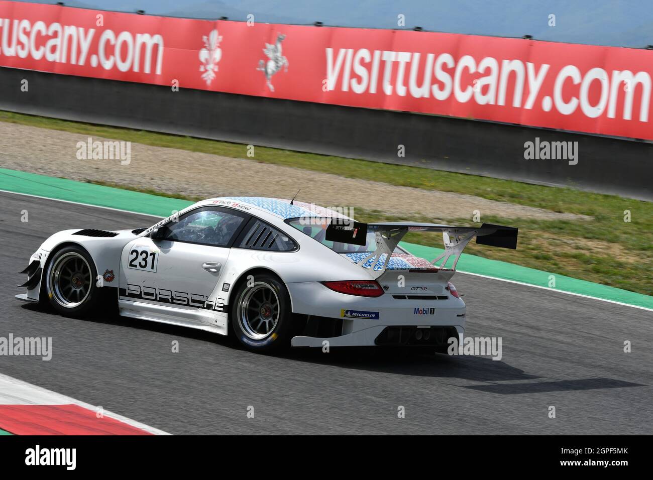 Mugello Circuit, Italy - 23 September 2021: Porsche 997 GT3 R in action at Mugello Circuit during Porsche Sports Cup Suisse event 2021 driven by unkno Stock Photo