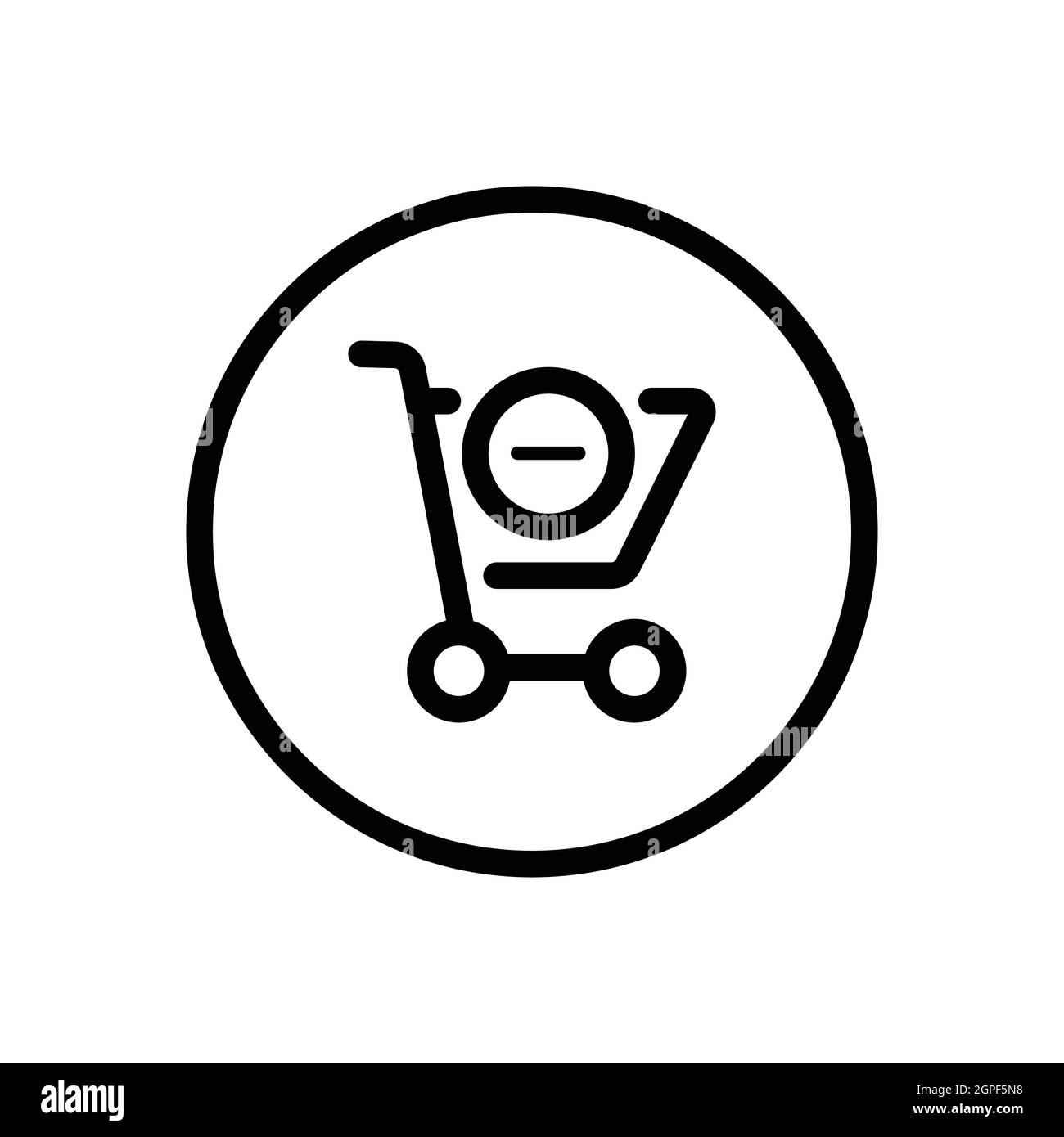 Shopping cart. Delete product. Commerce outline icon in a circle. Vector illustration Stock Vector
