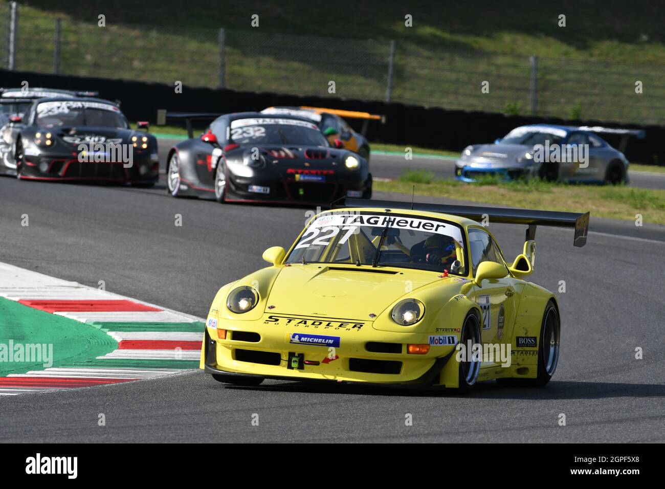 Mugello Circuit, Italy - 23 September 2021: Porsche 993 GT2 R in action at Mugello Circuit during Porsche Sports Cup Suisse event 2021 driven by unkno Stock Photo
