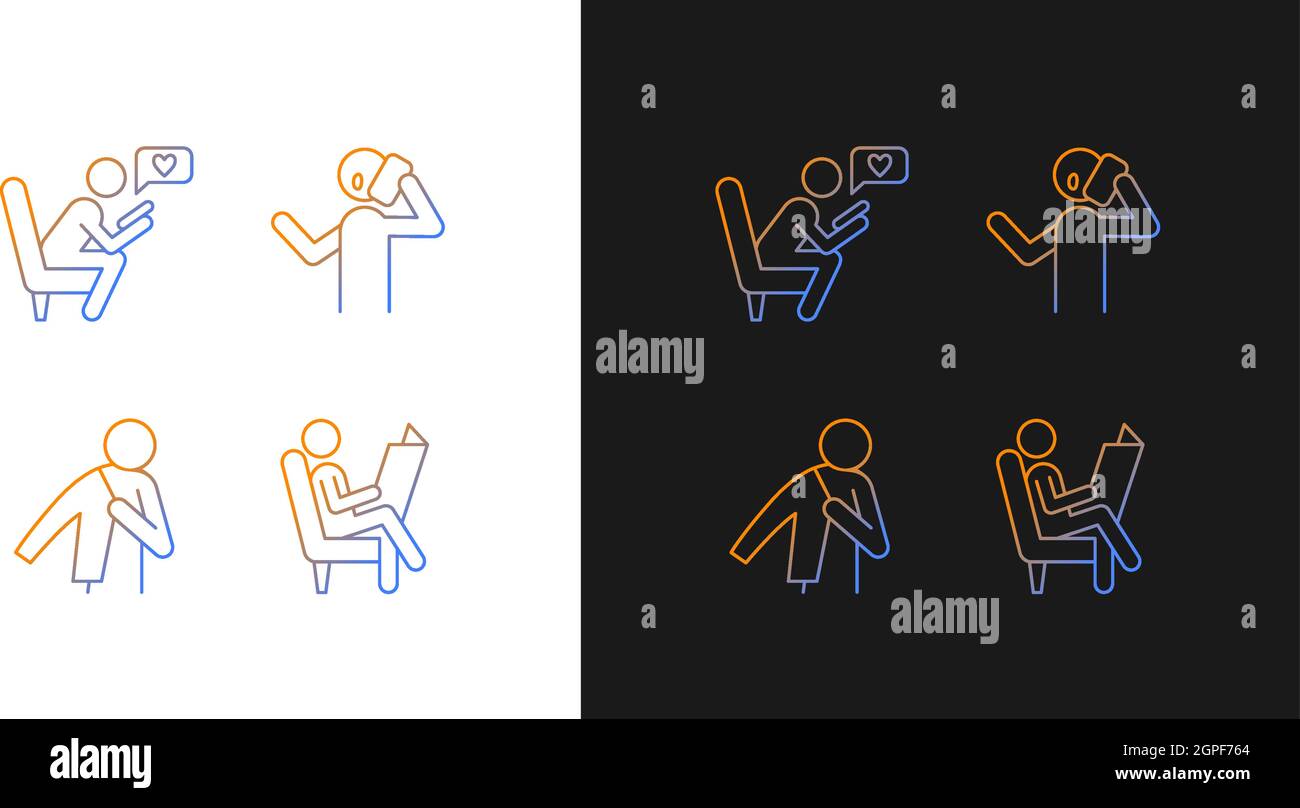 Everyday life gradient icons set for dark and light mode Stock Vector
